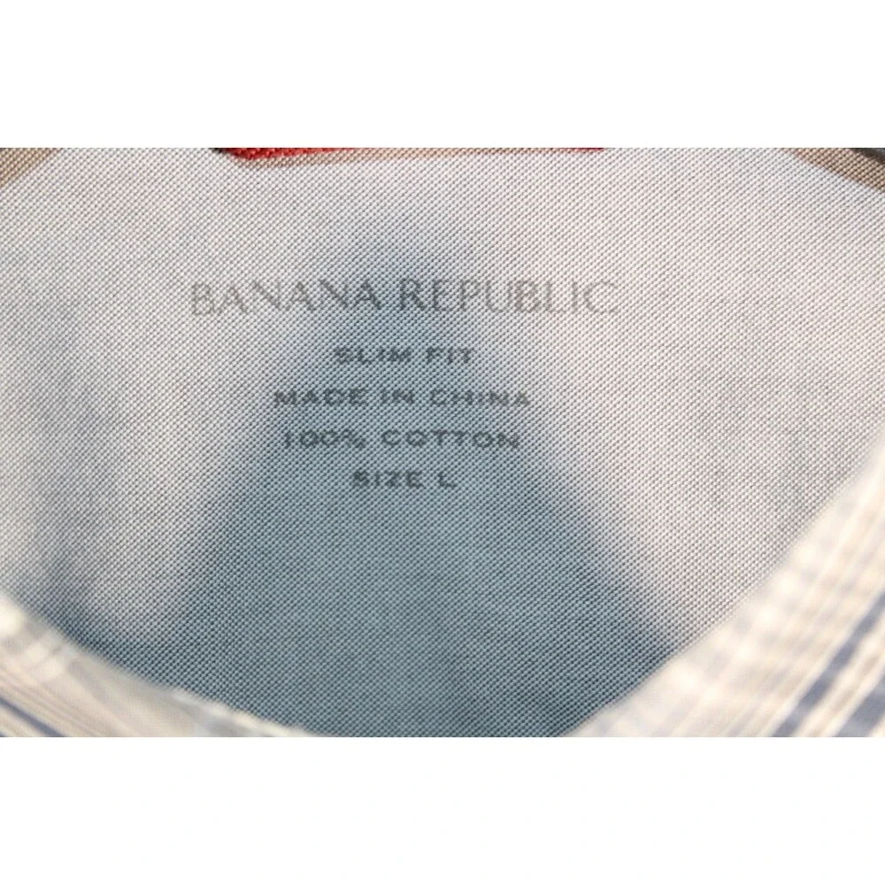 Banana Republic Men's Slim Fit Plaid Long Sleeve Pearl Snap Shirt Large Pearl